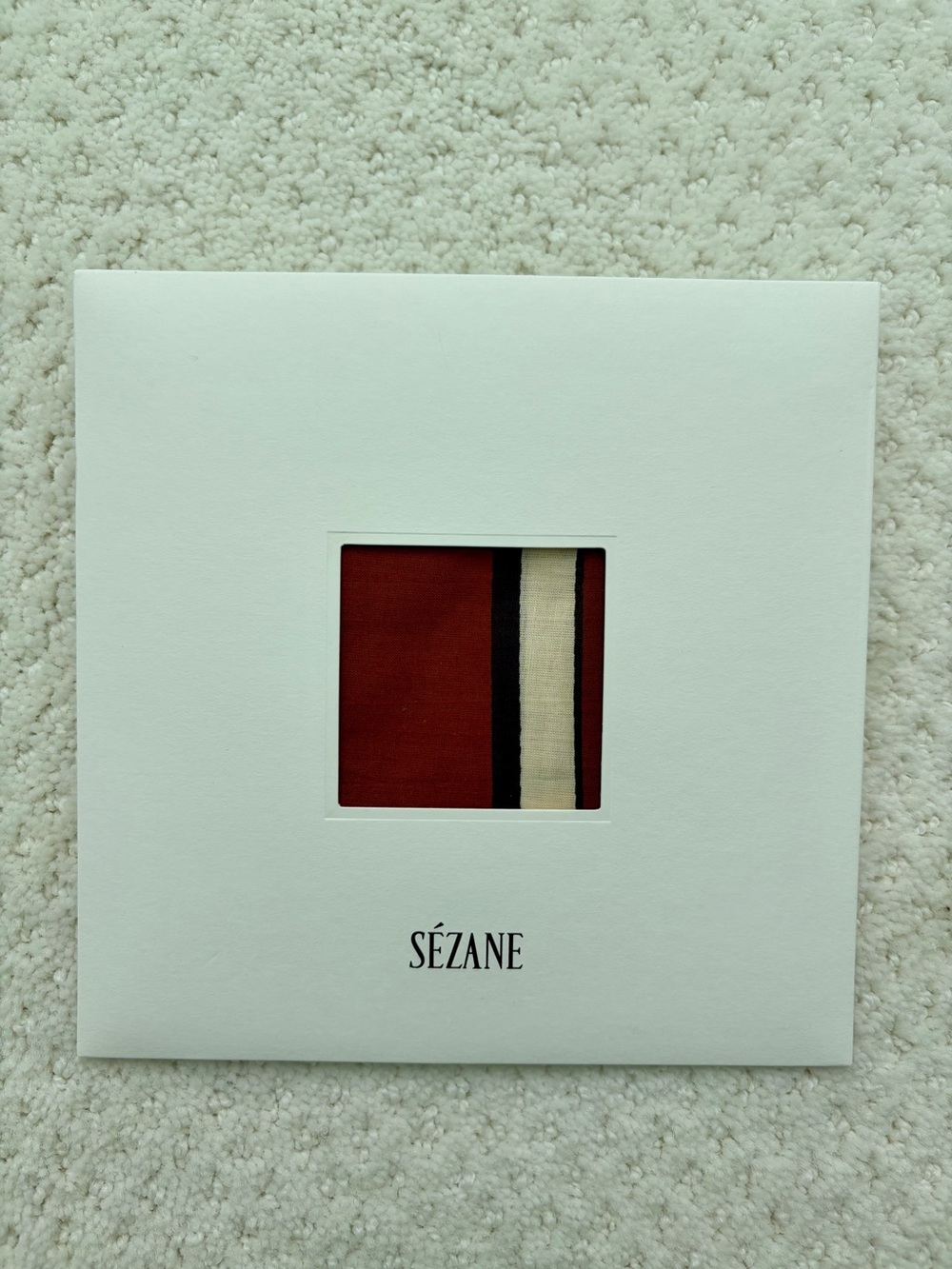 SEZANE Bordeaux Cream Striped Scarf NEW FALL 2026 100% Cotton